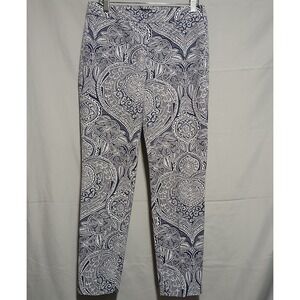 Talbots Chatham Ankle Pants Blue White Paisley Print Career‎ Casual 2P